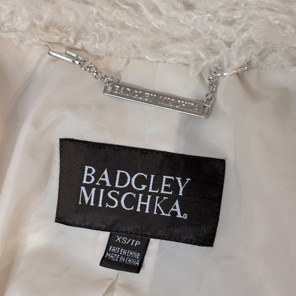 Badgley Mischka Cream Teddy Long Coat - Picture 13 of 15